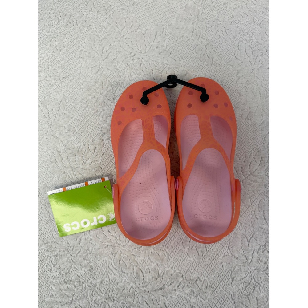 Crocs Carlie Animal Wave MJ Pink Lemonade Bubblegum Mary Jane Shoes Women 6
